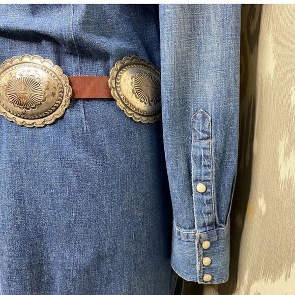 Ralph Lauren * Made in Mexico Wide Brown Leather & Silver Concho Contour Belt - Picture 4 of 16